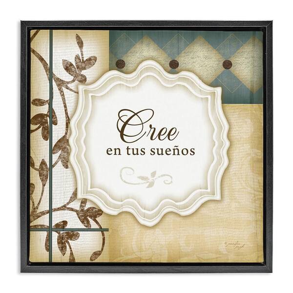 Stupell Industries Believe in Dreams by Jennifer Pugh Black Floater Frame Typography Graphic Art Print 25 in. x 25 in.