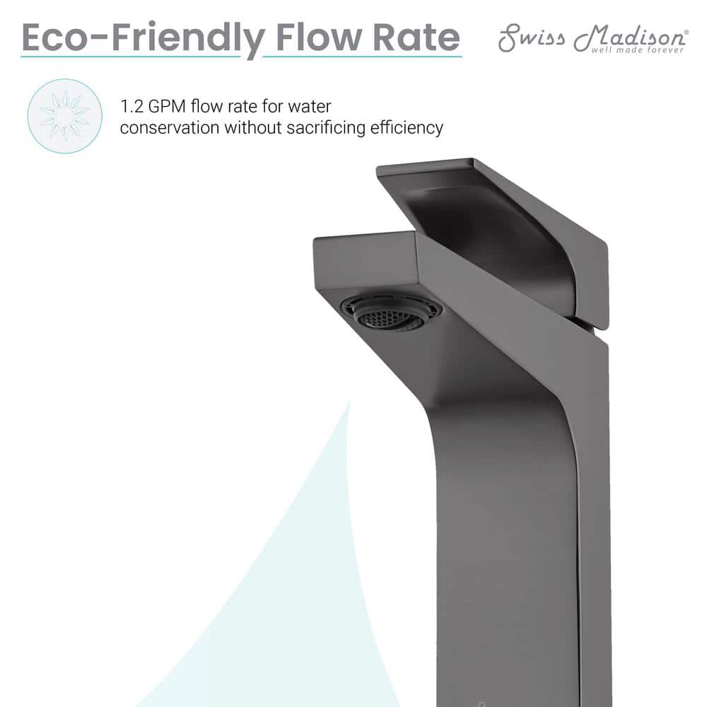 Gunmetal Gray Single-Handle Brass Bathroom Faucet