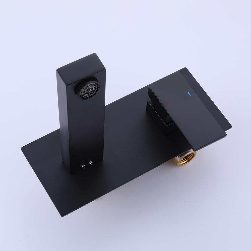 Matte Black Single-Handle Wall Mount Bathroom Faucet