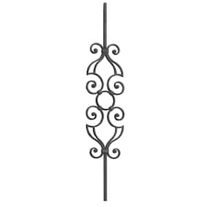 39-3/8 in. x 7-1/2 in. x 9/16 in. Square Bar Gonzato Design Center Ring Forged Wrought Iron Raw Railing Panel