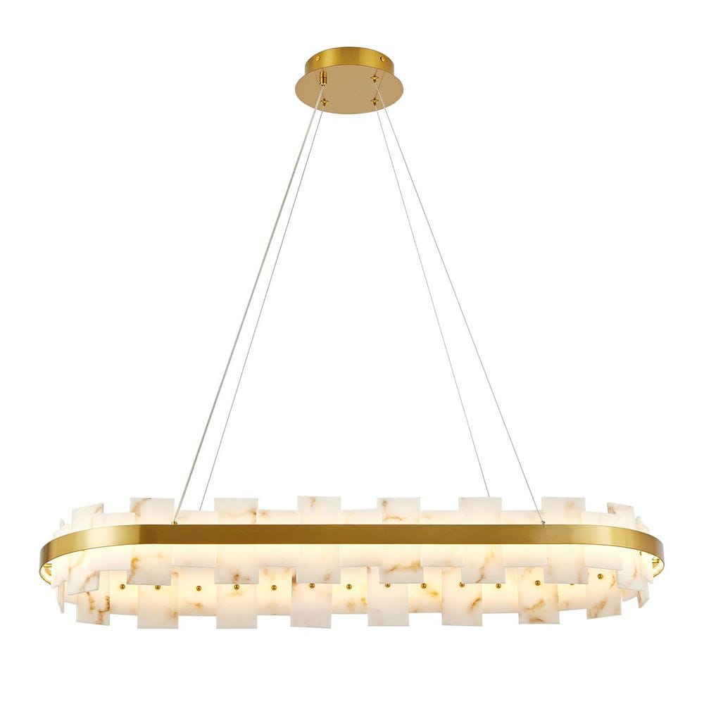 46.8 in. Round Brushed Gold Alabaster Semi-Flush Mount Chandelier for Living Room, Bedroom, Entryway, 1 Pack, Adjustable price history on PriceWatchPro