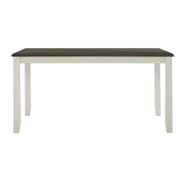 Powell Company Twyla Vanilla White and Gray Wood 60 in. 4-Leg Dining Table Seats 6
