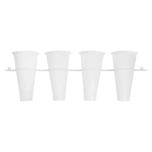 8.2 in. x 14.2 in. White Plastic 4 Pots Wall-mounted Flower Stand Flower Display Stand