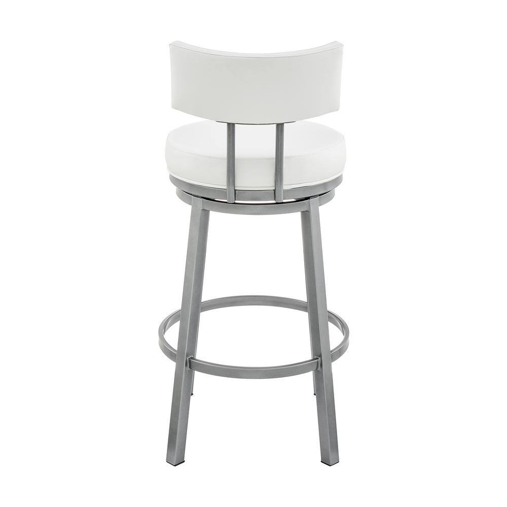 Dalza 26" White Faux Leather Swivel Counter Stool