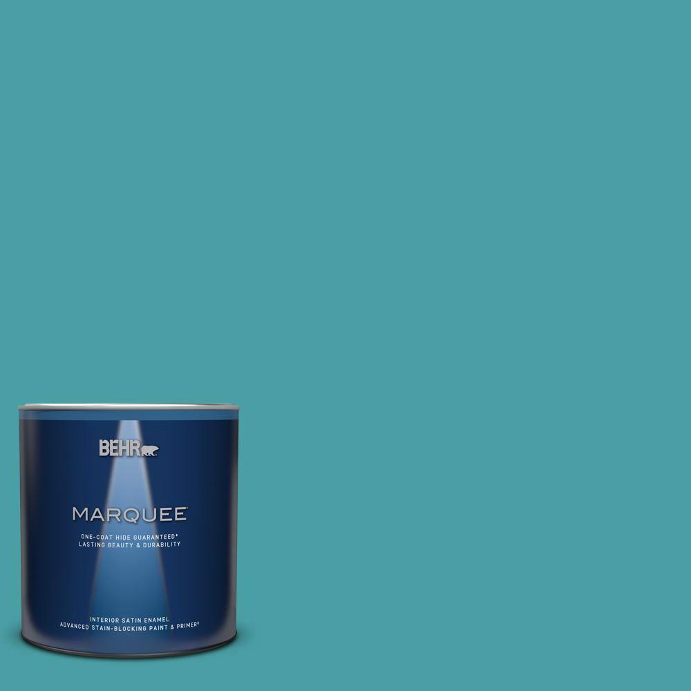 BEHR MARQUEE 1 qt. M4605 Aqua Fresco OneCoat Hide Satin Enamel