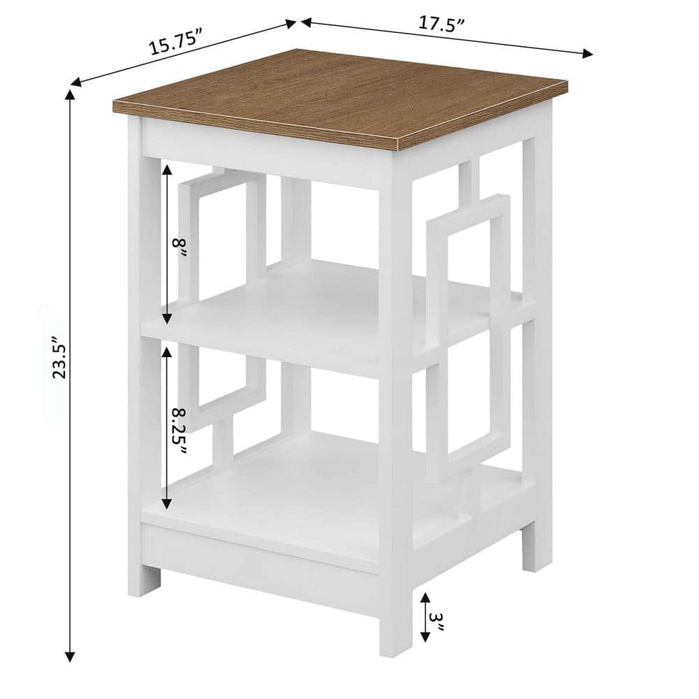 Town Square Driftwood & White Wood End Table with Storage Shelves