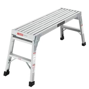 39 in. x 12 in. x 20 in. Portable Aluminum Work Platform, Folding Step Ladder with Non-Slip Mat, 225 lbs. Load Capacity