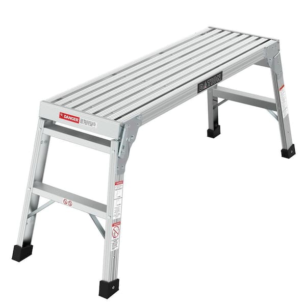 Unbranded 39 in. x 12 in. x 20 in. Portable Aluminum Work Platform, Folding Step Ladder with Non-Slip Mat, 225 lbs. Load Capacity