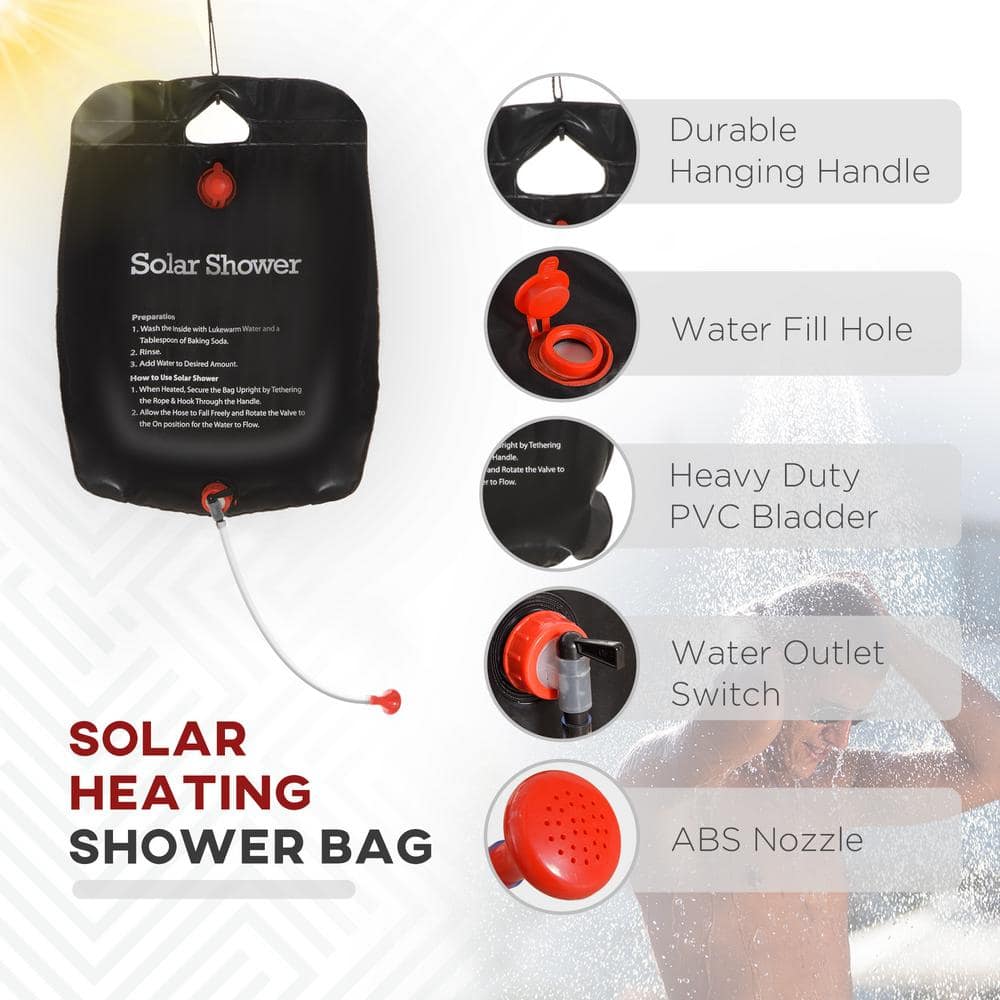 Black and White Portable Pop-Up Camping Shower Tent with Carrying Bag