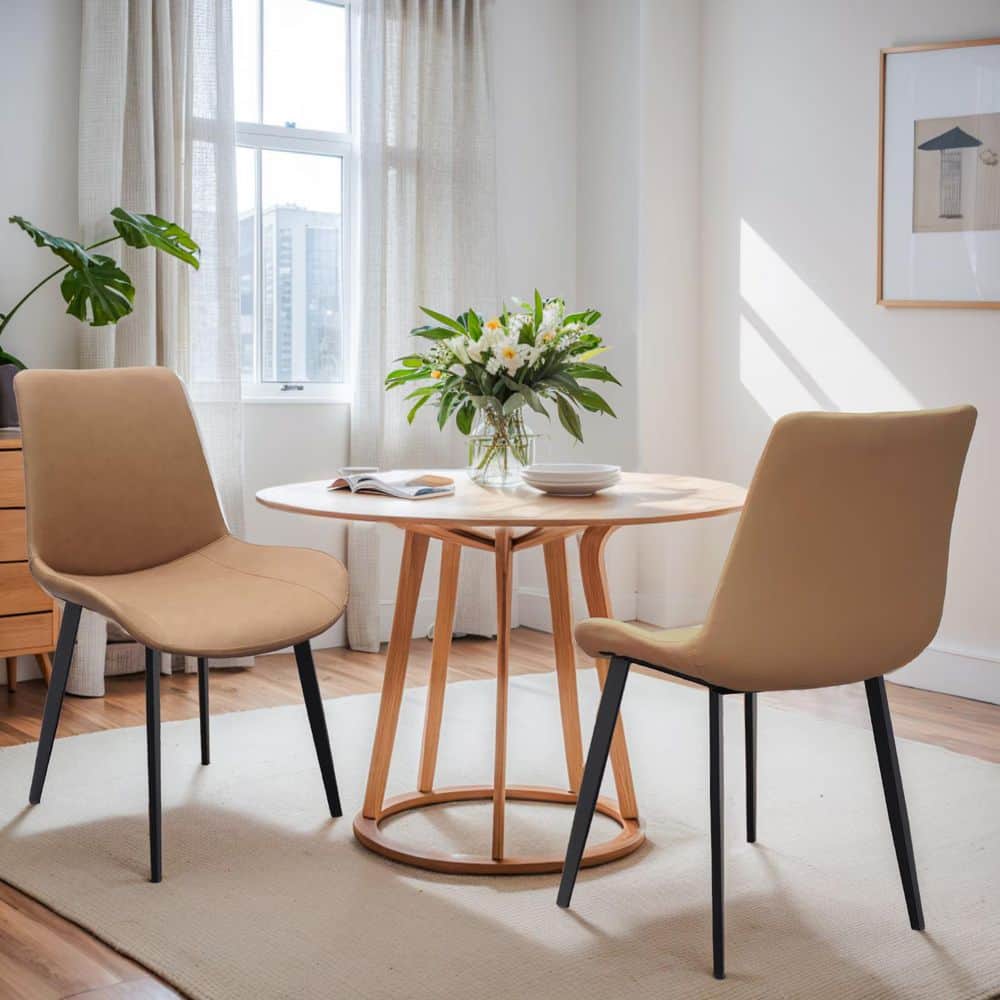 Noble House Rivo Modern Brown PU Faux Leather Upholstered Dining Side ...