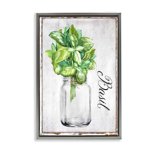 Stupell Industries Rustic Garden Basil by Creatif Belle Gray Floater Frame Nature Graphic Art Print 25 in. x 17 in.
