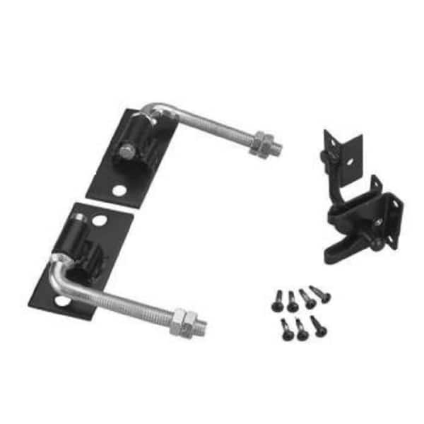 US Door and Fence Black Steel Flat Wall Fence Gate Hardware Kit