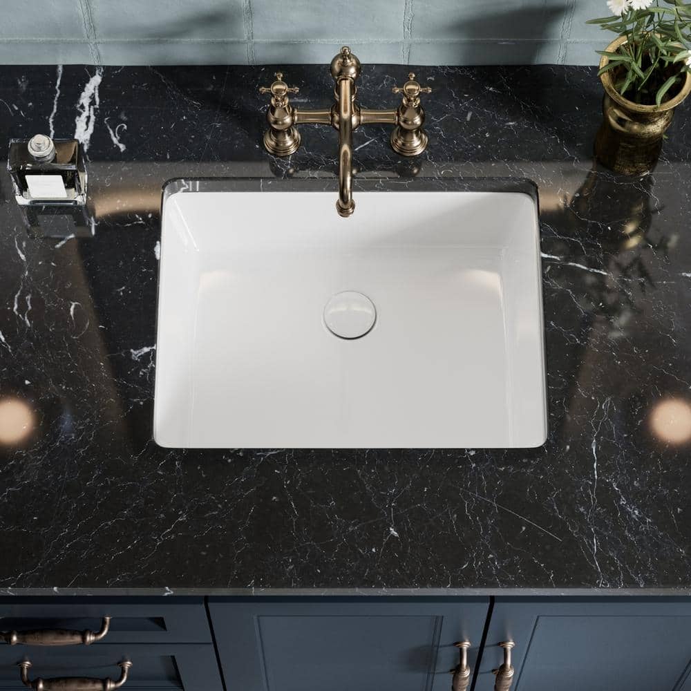 20-Inch White Gloss Ceramic Undermount Bathroom Sink