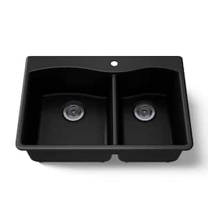 KOHLER Kennon Drop-In Neoroc Granite Composite 33 in. 1-Hole