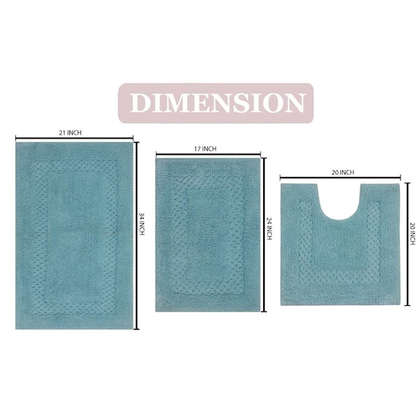 HOME WEAVERS INC Classy Bathmat Blue Cotton 5-Piece Bath Rug Set  BCL5PC1721202124BL - The Home Depot