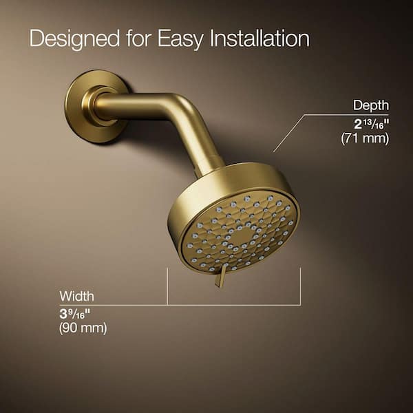KOHLER Awaken G110 3-Spray Patterns 2.5 GPM 4.3125 in. Wall Mount Fixed Shower Head in Vibrant Brushed Moderne Brass