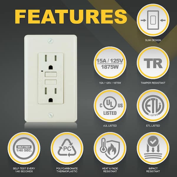 Faith 15 Amp 125 Volt GFCI Duplex Outlet Tamper Resistant GFI