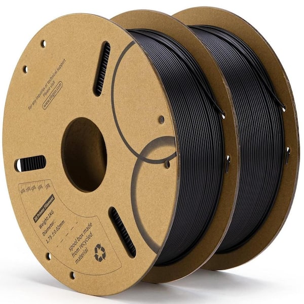 3D Printer PLA Filament 1. 75mm Black 2KG Fits for FDM 3D Printers (2-Pack)