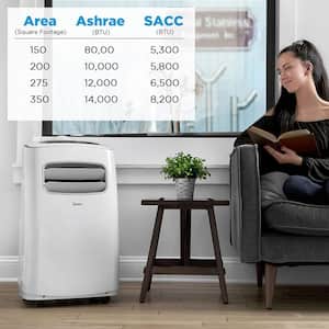 5,000 BTU Portable Air Conditioner Cools 200 Sq. Ft. with Dehumidifier, Fan, Remote and Smart Technology in White