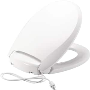 Radiance Multi-Setting Heated Round Closed Front Plastic Toilet Seat in White Night Light, Slow Close and Never Loosens
