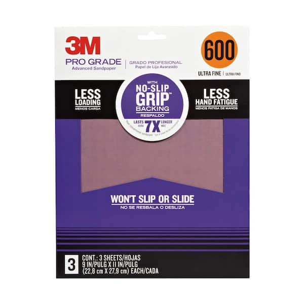 3M 9 in. x 11 in. 600-Grit, No-Slip Grip Advanced Sandpaper 3 Sheets-Pack (Case of 20)
