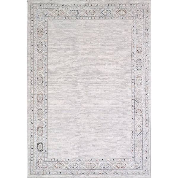 Dynamic Rugs Carson 9 ft. X 12 ft. Ivory/Grey Bordered Indoor Area Rug
