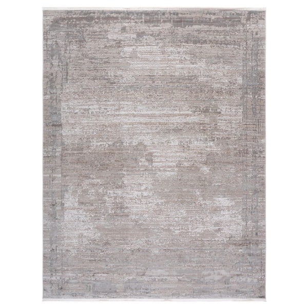 Platinum 9 ft. x 12 ft. Gray/Beige Solid Area Rug