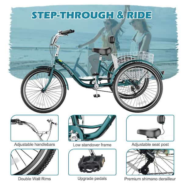 MOONCOOL Upgrade Adult Tricycle, 26 in. Wheels Bike, Rear Storage 