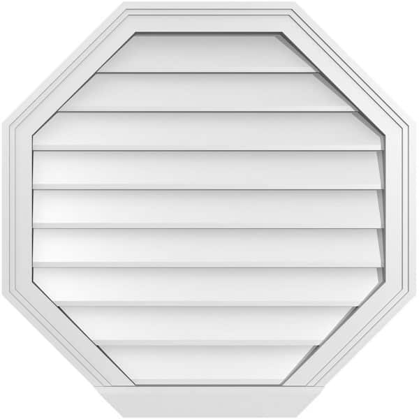 Ekena Millwork 28 in. x 28 in. Octagonal Surface Mount PVC Gable Vent: Decorative with Brickmould Sill Frame