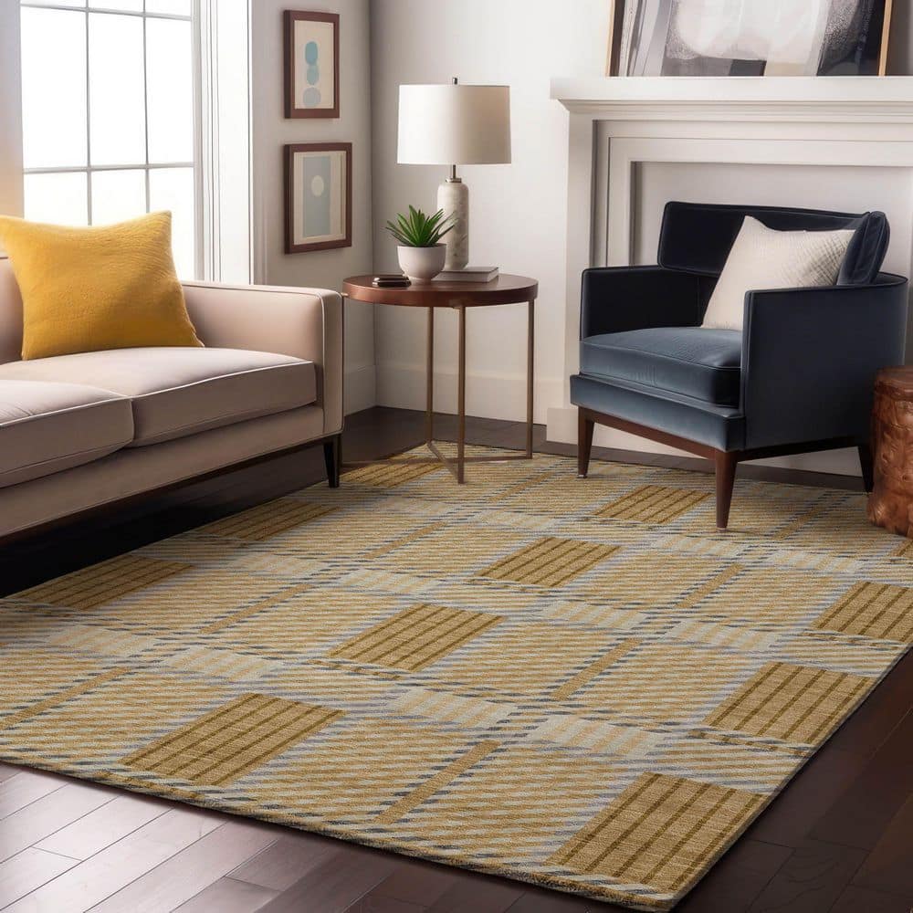 Mayfield Premium Machine Washable Abstract AMF1000 Gold 3 ft. x 4 ft. Area Rug price history on PriceWatchPro