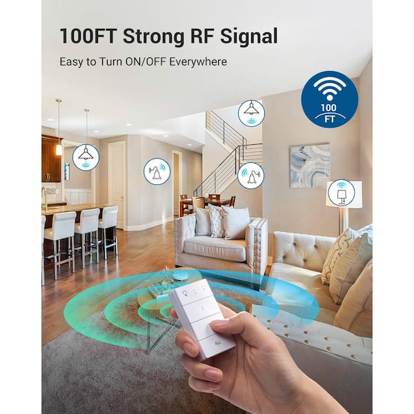 DEWENWILS 120-Volt Remote Control Light Bulb Switch Socket, White