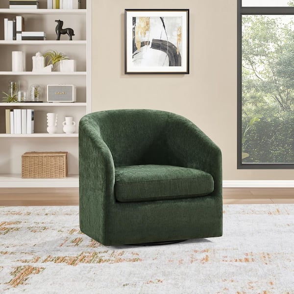 Parker Green Fabric Swivel Barrel Chair