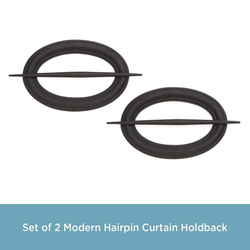 Black Resin Hairpin Tieback Curtain Holdback Set, 7.80 inches