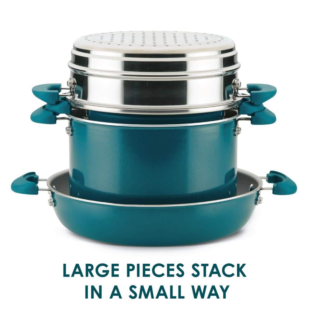 Teal Shimmer 8-Piece Aluminum Nonstick Cookware Set