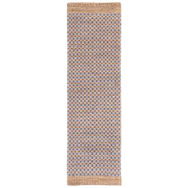 Martha Stewart Denali 2 ft. x 8 ft. Natural/Gray Checkered Tile Runner Rug