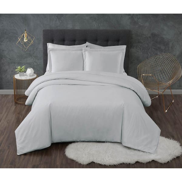 TRULY CALM Antimicrobial 3-Piece Grey Full/Queen Duvet Set