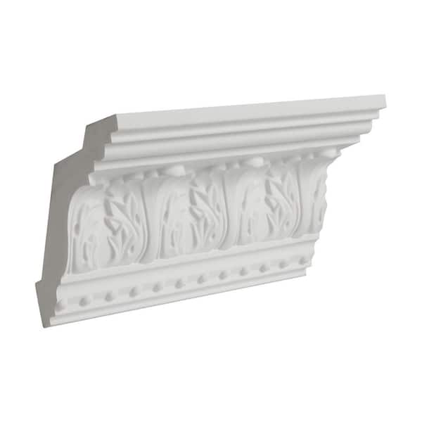 American Pro Decor 3-3/8 in. x 3 in. x 6 in. Long Acanthus Polyurethane Crown Moulding Sample
