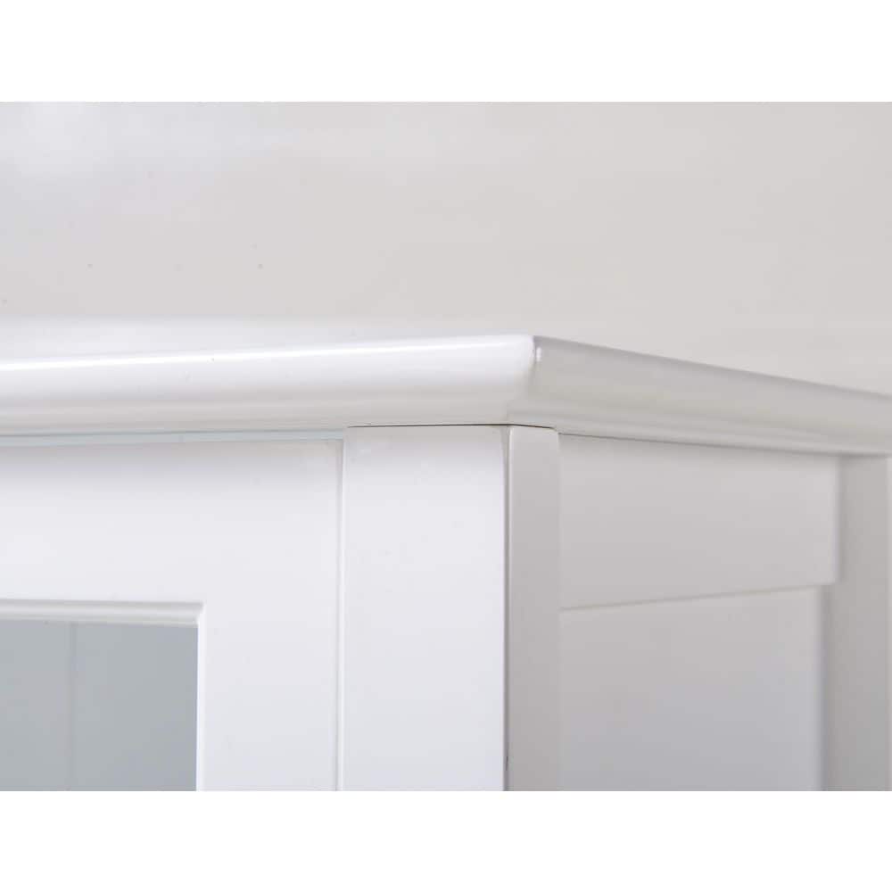 White MDF Glass Door Curio Cabinet with Shelves