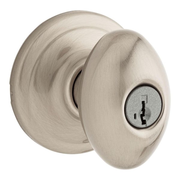 Kwikset Laurel Satin Nickel Entry Door Knob Featuring SmartKey