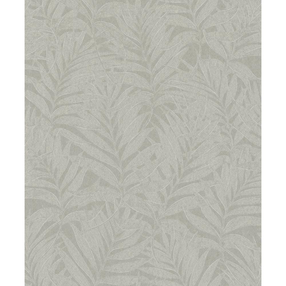 Hotel Collection Grey Botanical Palm Leaf Glitter Finish Non-Pasted Non-Wov