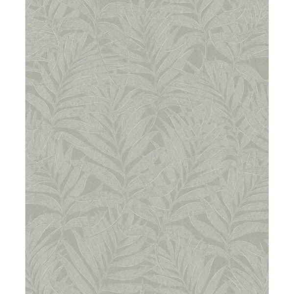 Unbranded Hotel Collection Grey Botanical Palm Leaf Glitter Finish Non-Pasted Non-Woven Wallpaper Sample