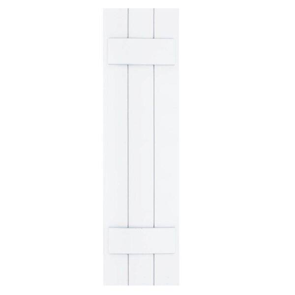 Winworks Wood Composite 12 in. x 44 in. Board & Batten Shutters Pair #631 White
