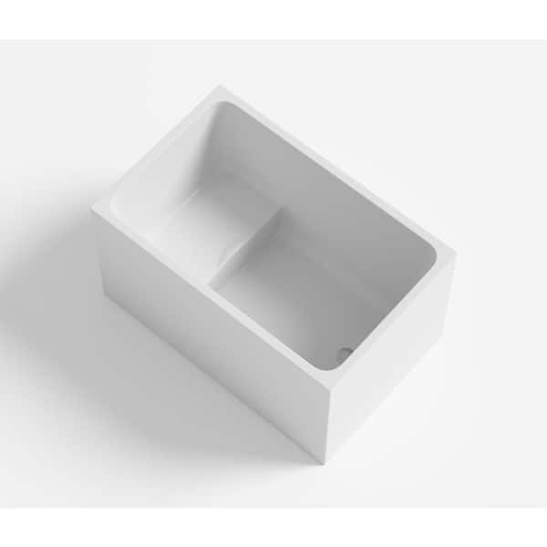Unbranded 43 in. x 28 in. Acrylic Freestanding Soaking Bathtub with Overflow in White