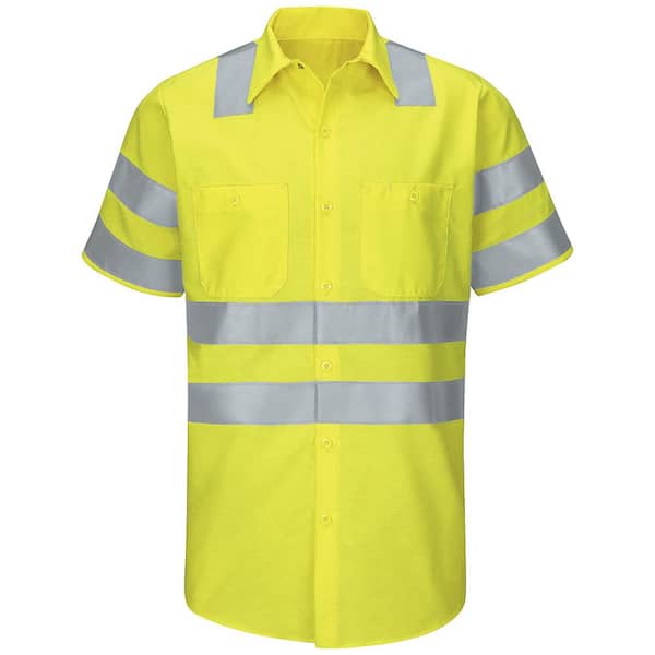 Red Kap Class 3 Level 2 Men's 2X-Large (Tall) Yellow/Green Hi-Visibility Ripstop Work Shirt
