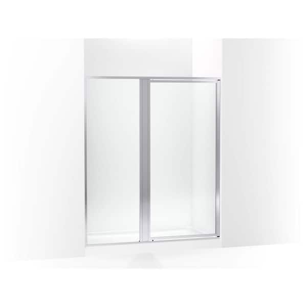 Attend 60 in. W x 69 in. H Pivot Framed Shower Door in Bright Silver