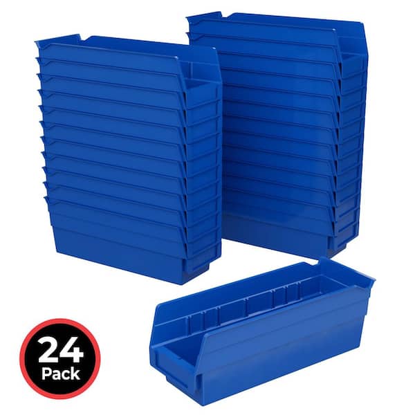 30120 Series, 4 1/8 in. W x 11 5/8 in. D x 4 in. H, Blue Open Hopper Shelf Bins Storage Organizer System, 24-Pack
