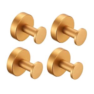 Wall-Mounted Round Bathroom Robe Hook and Towel Hook in Gold