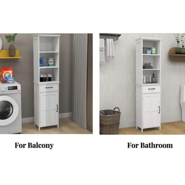 64.96 Tall Storage Cabinet, Floor Standing Cabinet with Shelves, Drawers  and Door, Thin Bathroom Cabinet Narrow Cabinet for Bathroom, Living Room  and