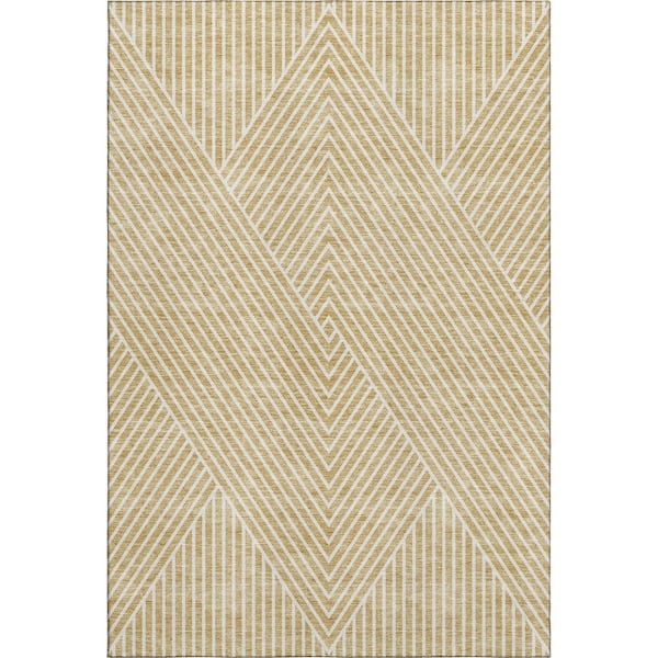 Addison Rugs Mayfield Premium Machine Washable Abstract AMF937 Gold 8 ft. x 10 ft. Area Rug