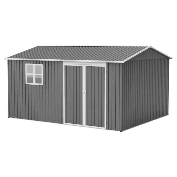 10 ft. x 12 ft. Outdoor Storage Shed Garden Shed Garden Tool Storage ,Gray